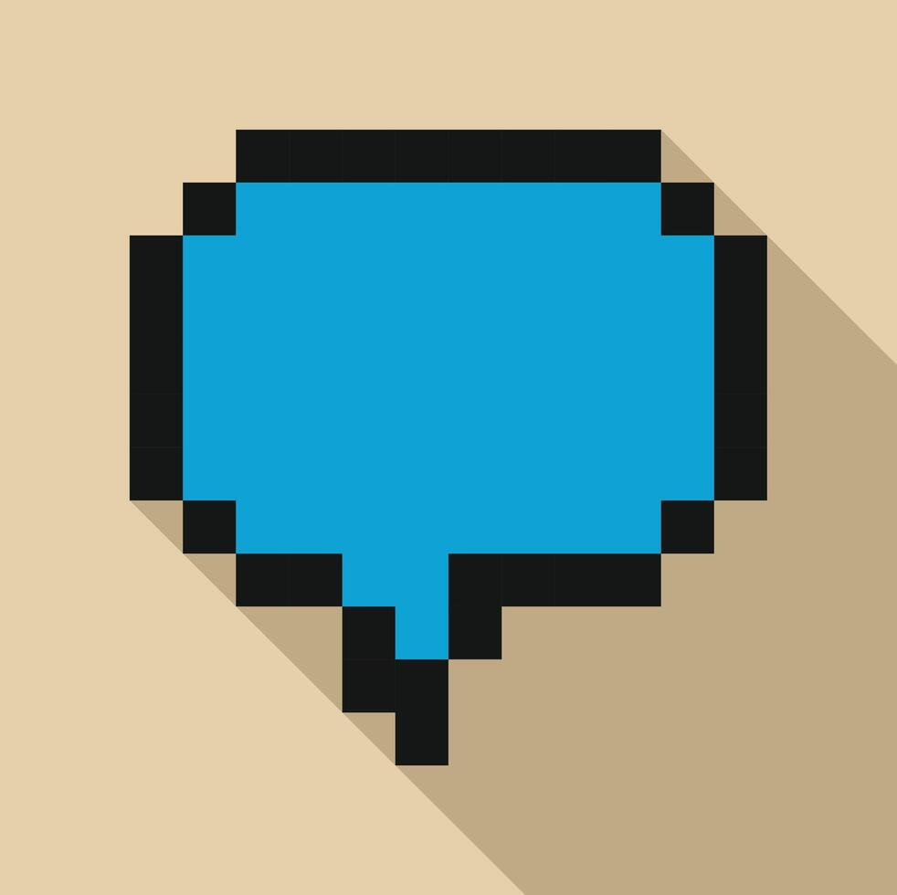 Pixelated speech bubble showing long shadow on beige background vector