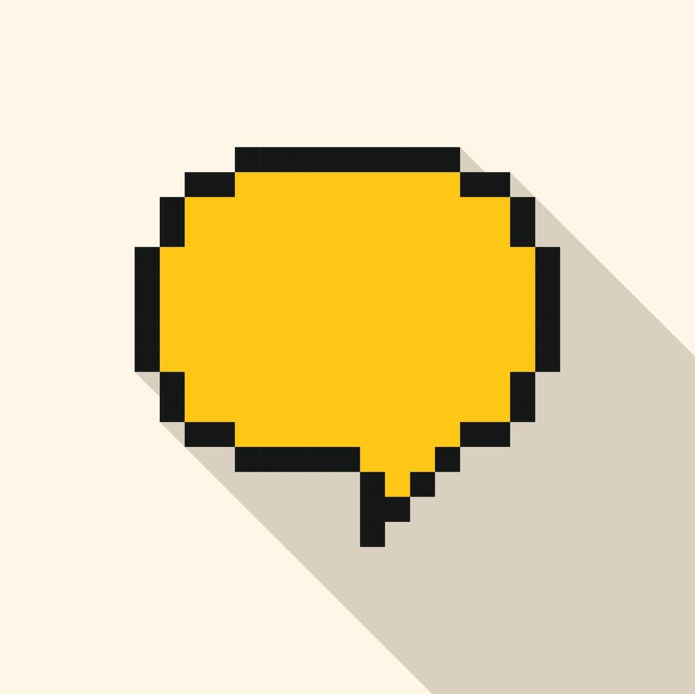 Pixelated speech bubble showing long shadow effect vector