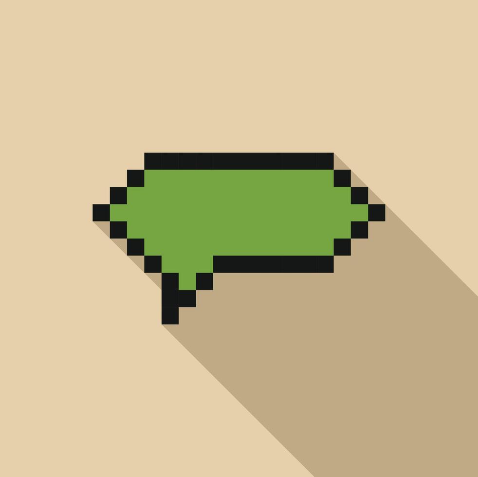 Pixel art speech bubble communicating a message with long shadow vector