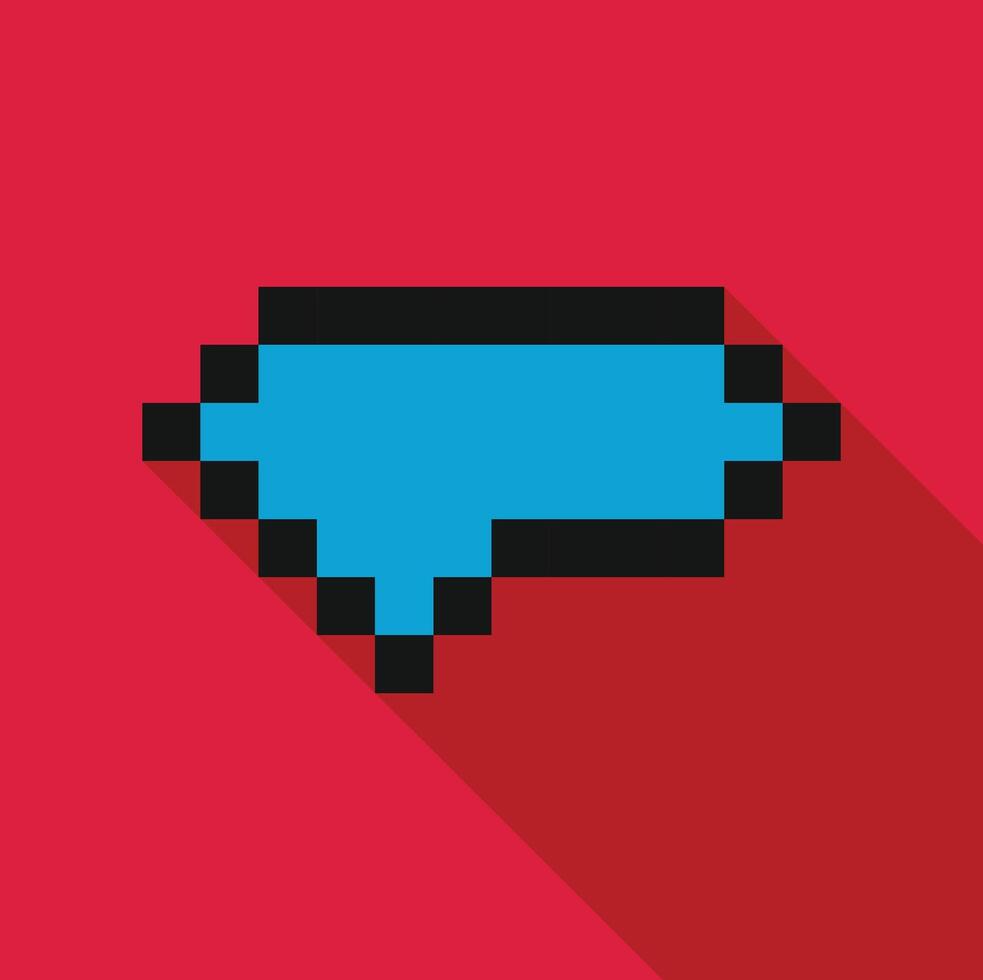 Pixel art sunglasses icon with long shadow on red background vector