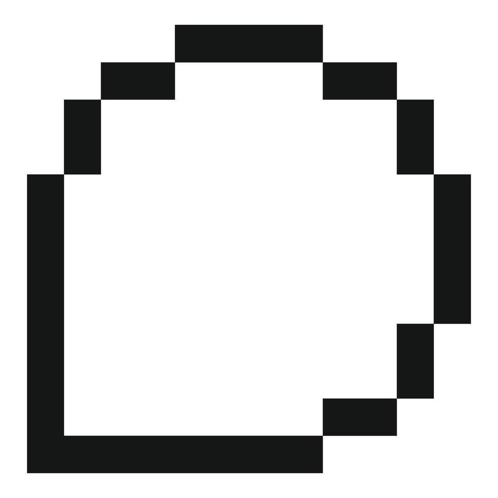 Pixelated rounded corner forming open shape on white background vector