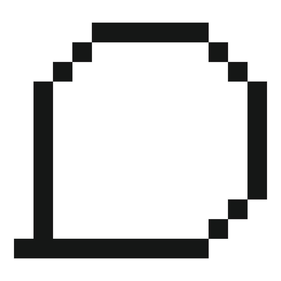Pixel art depicting rounded corner border element vector