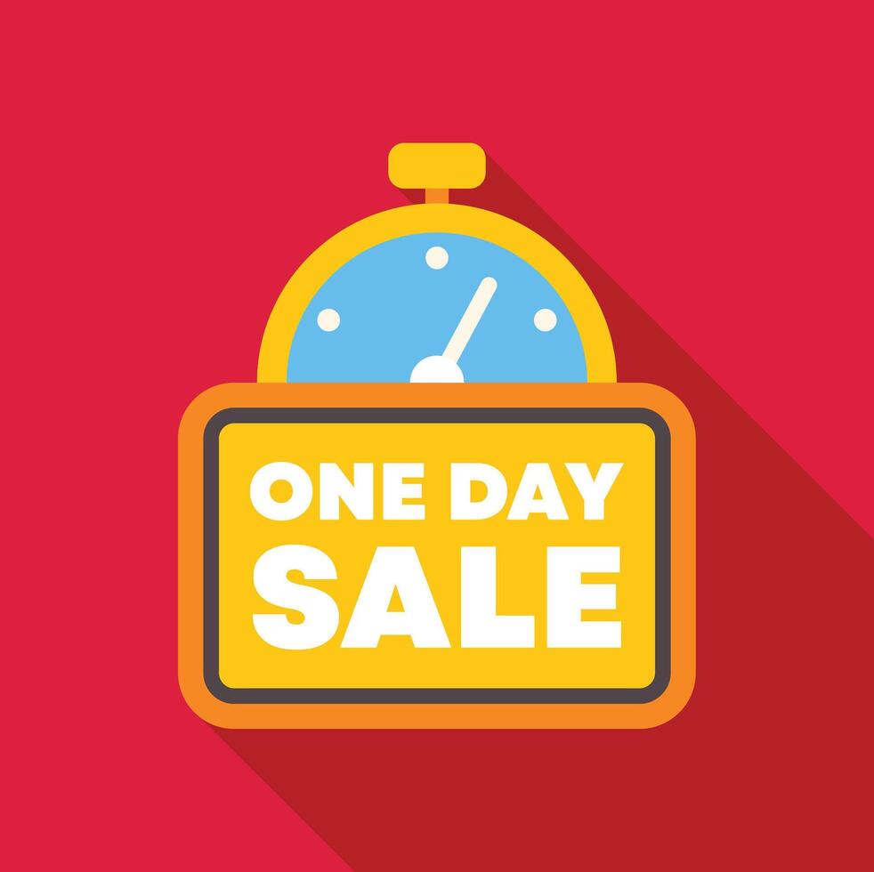 One day sale sign with stopwatch is ticking on red background vector