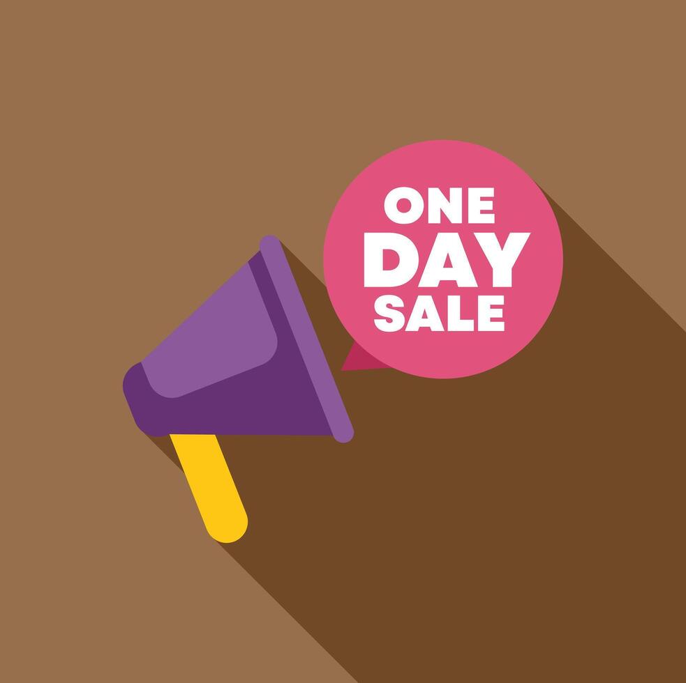 Megaphone announcing one day sale with speech bubble vector