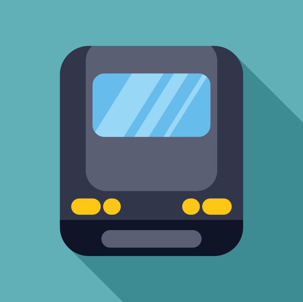 Modern tram or train front view with large window and headlights vector