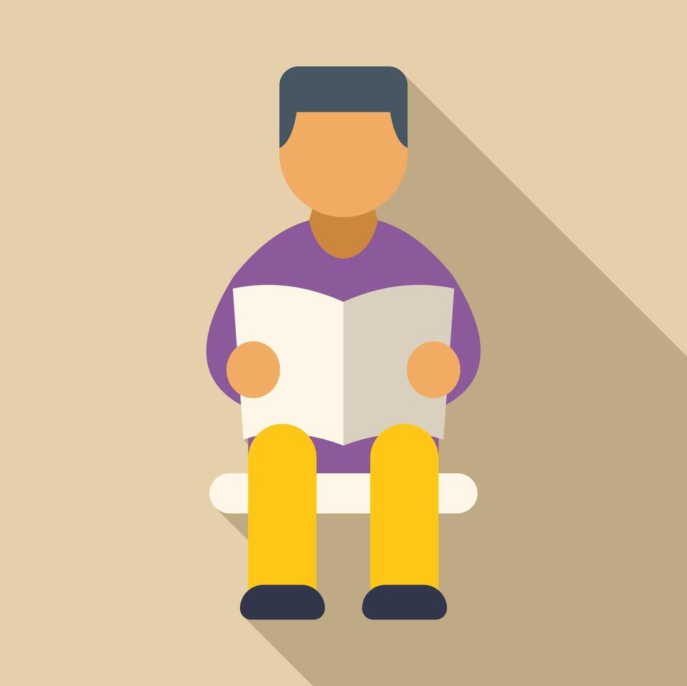 Man sitting and reading newspaper in waiting room vector