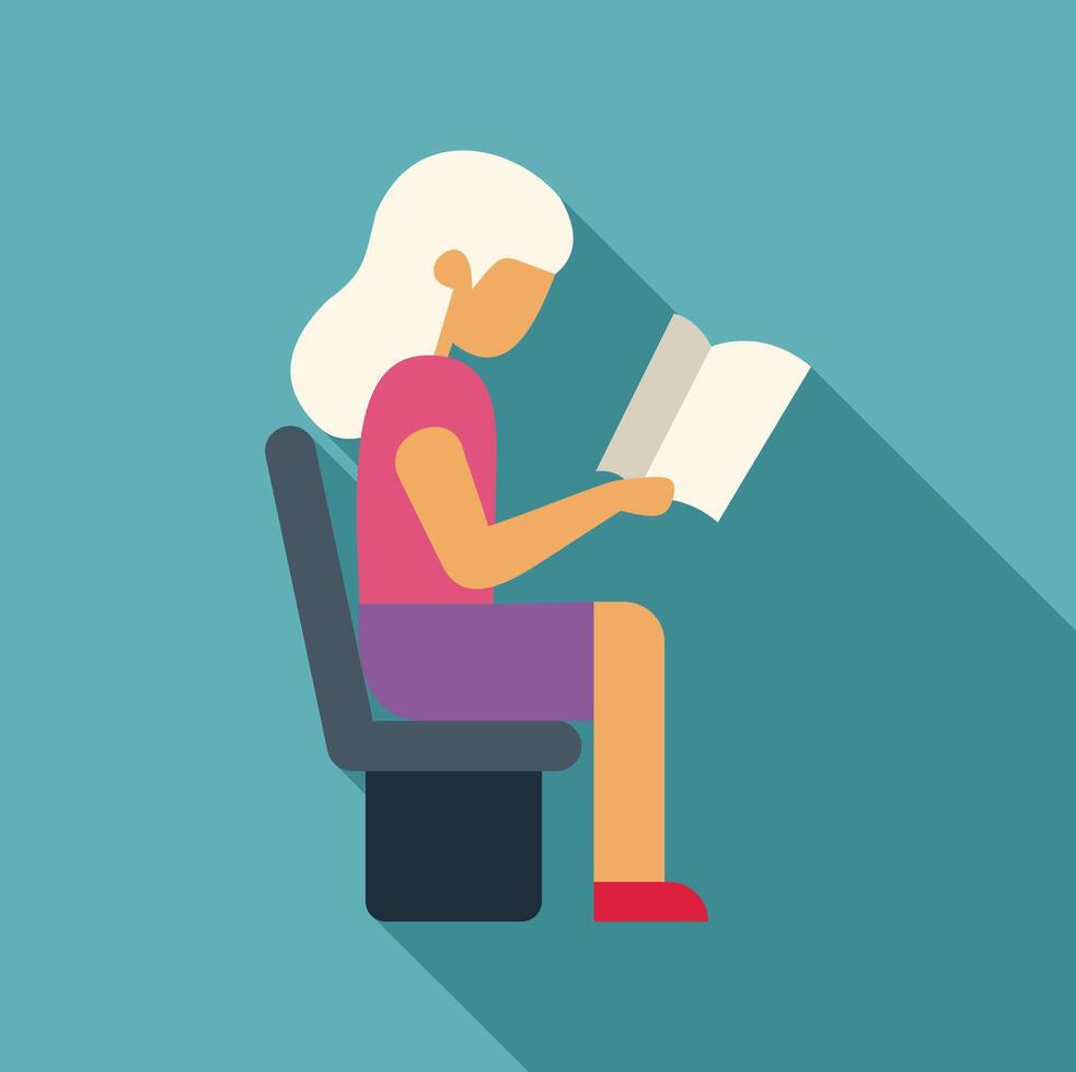 Woman reading book while sitting on a chair, relaxing with literature vector