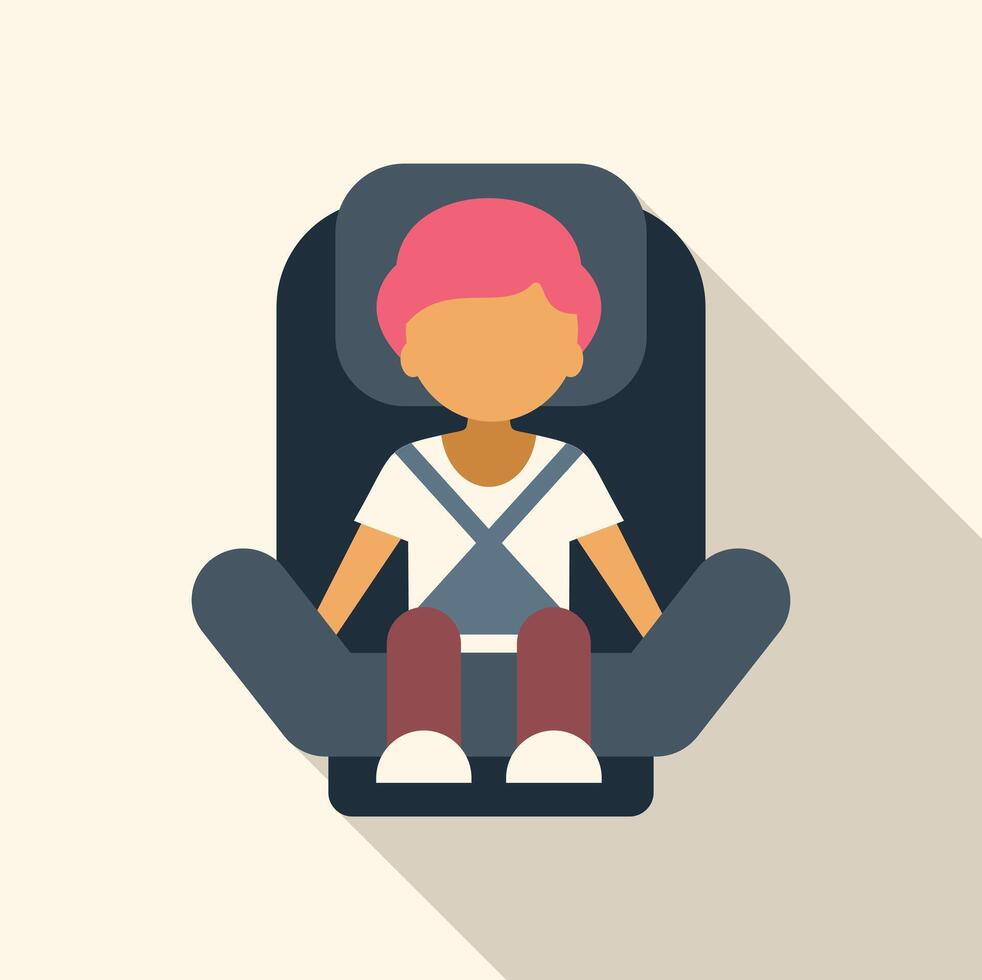 Baby safely secured in car seat wearing seatbelt while traveling vector