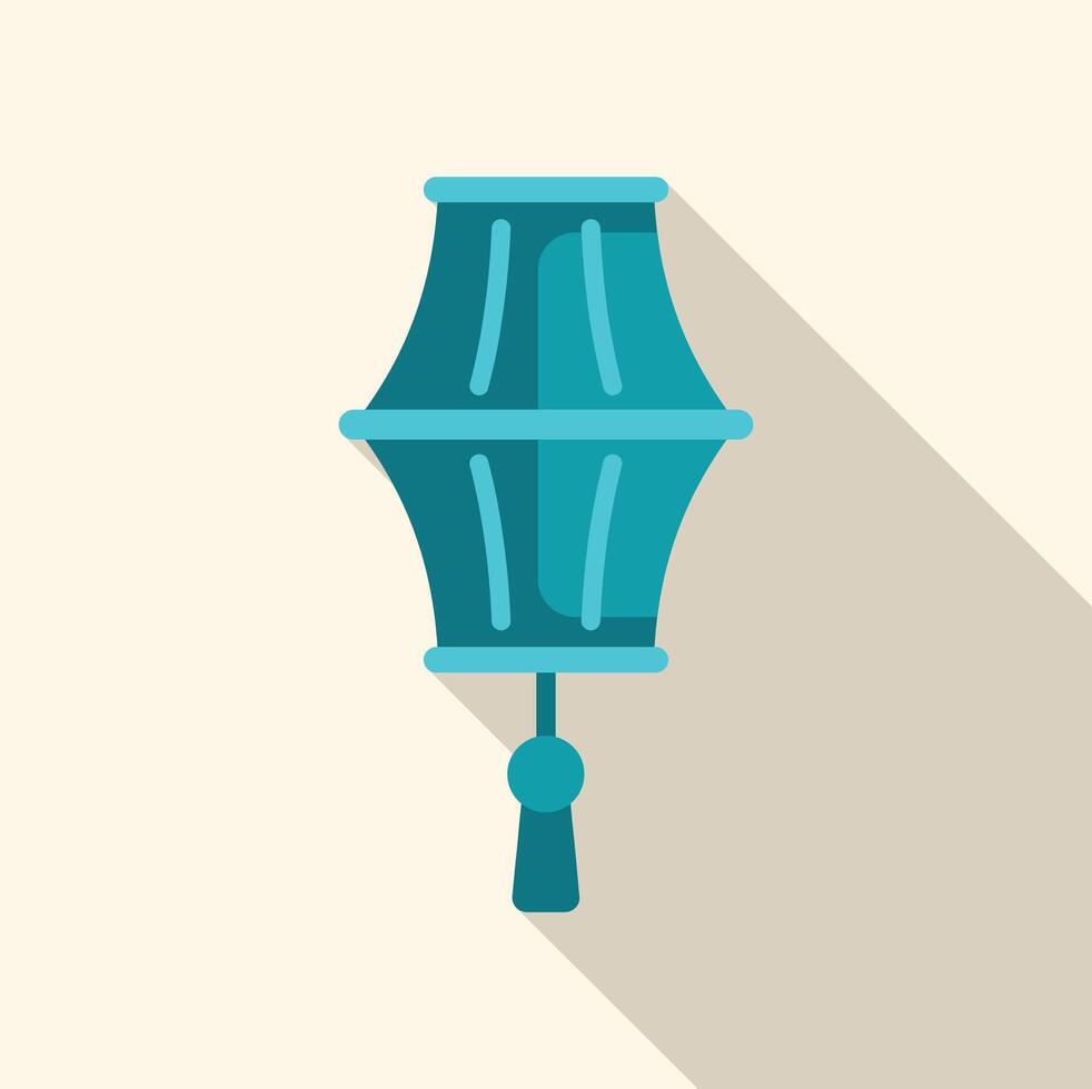 Hanging blue chinese paper lantern with long shadow vector