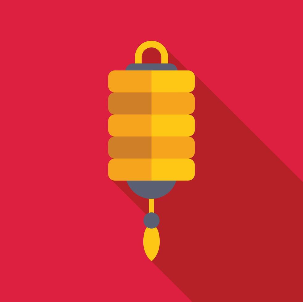 Golden chinese paper lantern hanging on red background vector