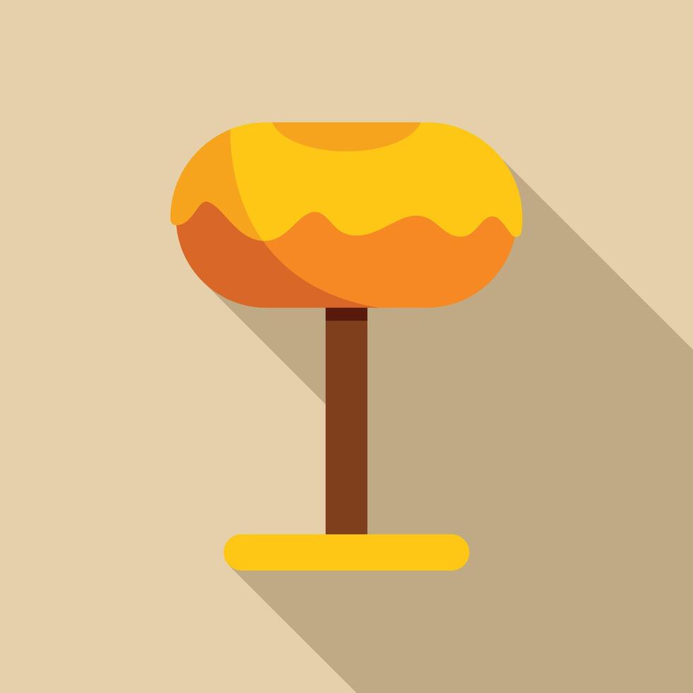 Caramel apple on a stick being dipped in a sweet yellow glaze vector