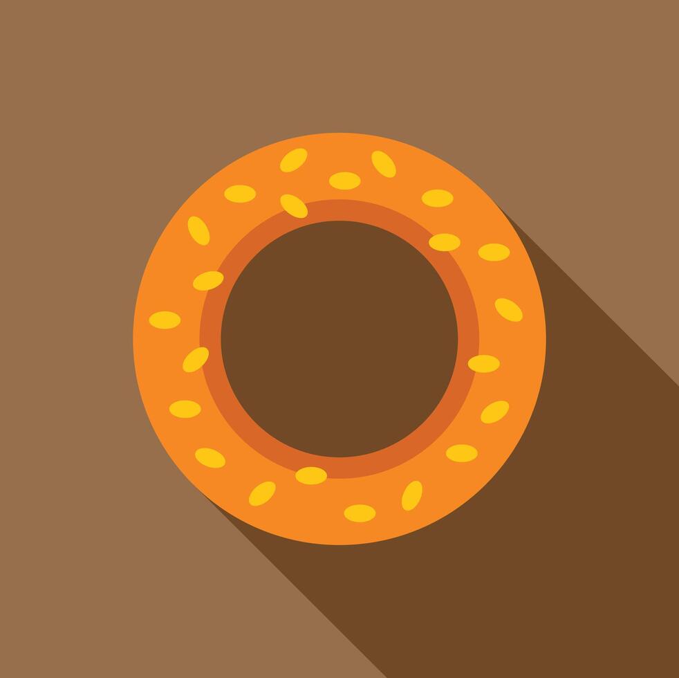 Turkish simit bread with sesame seeds on brown background vector
