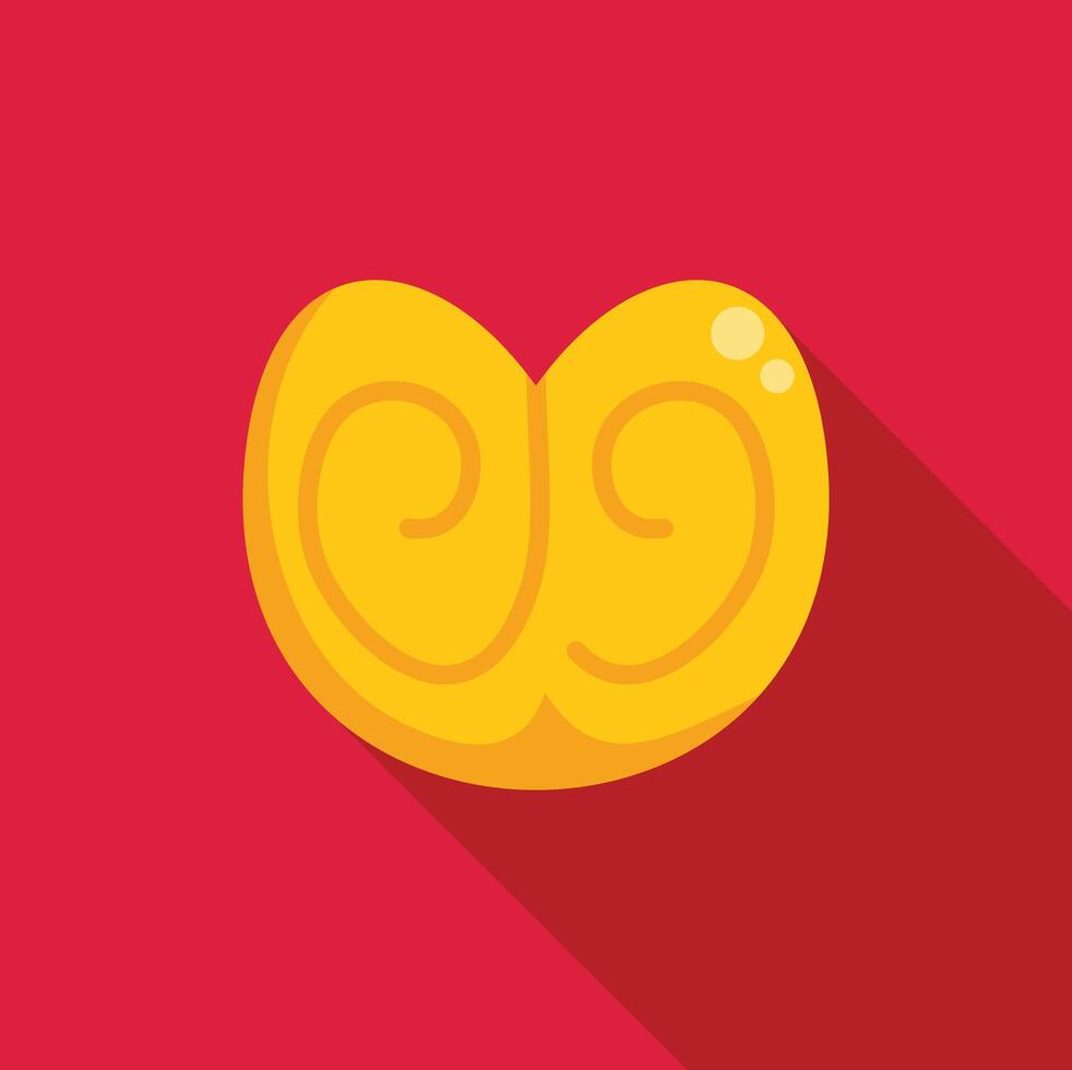 Palmier puff pastry cookie lying on red background vector