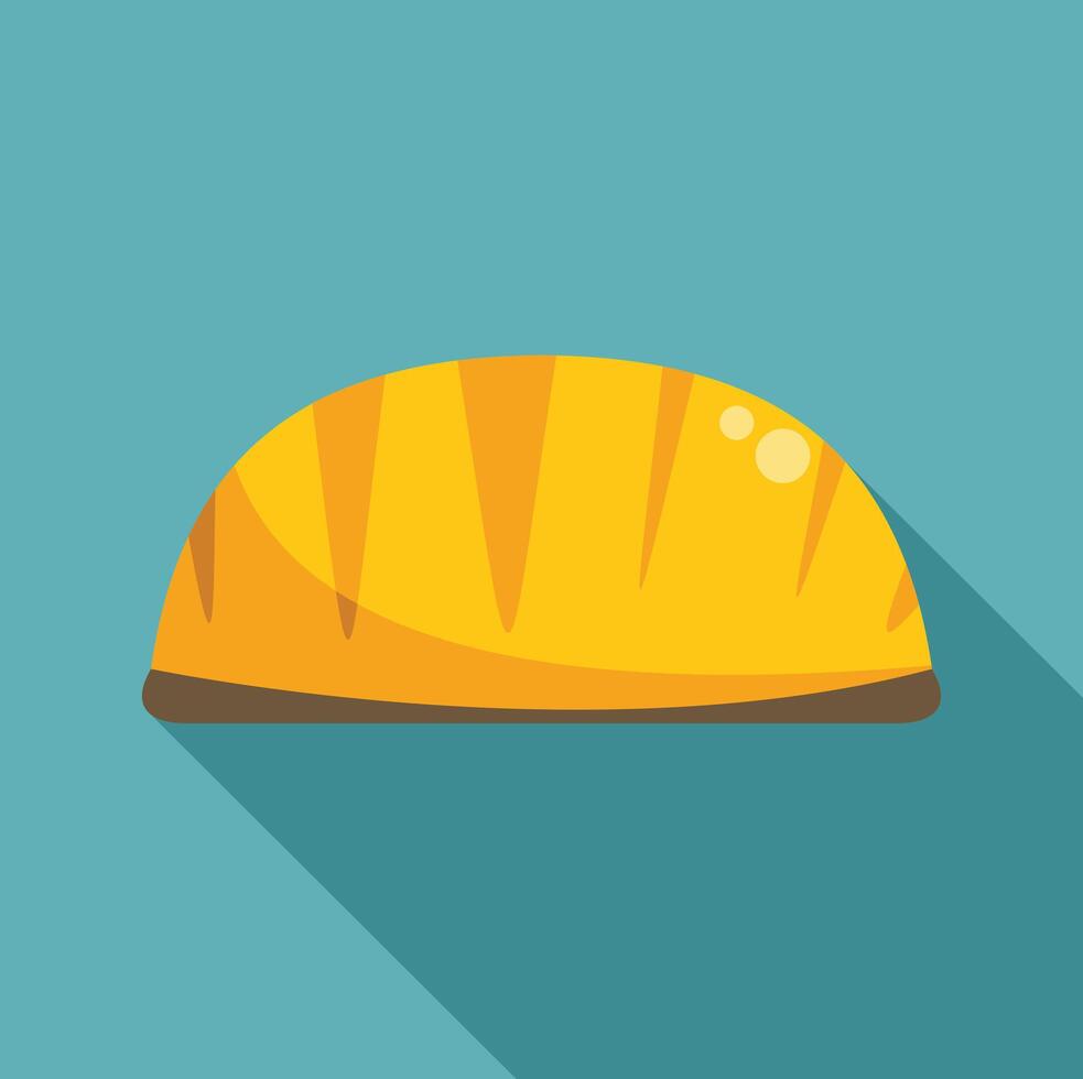 Half bread loaf resting on a surface with long shadow vector