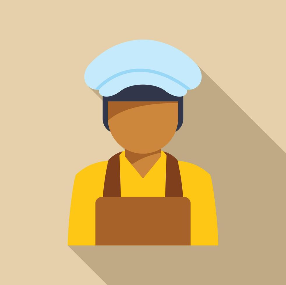 Baker wearing apron and hat, flat design with long shadow vector