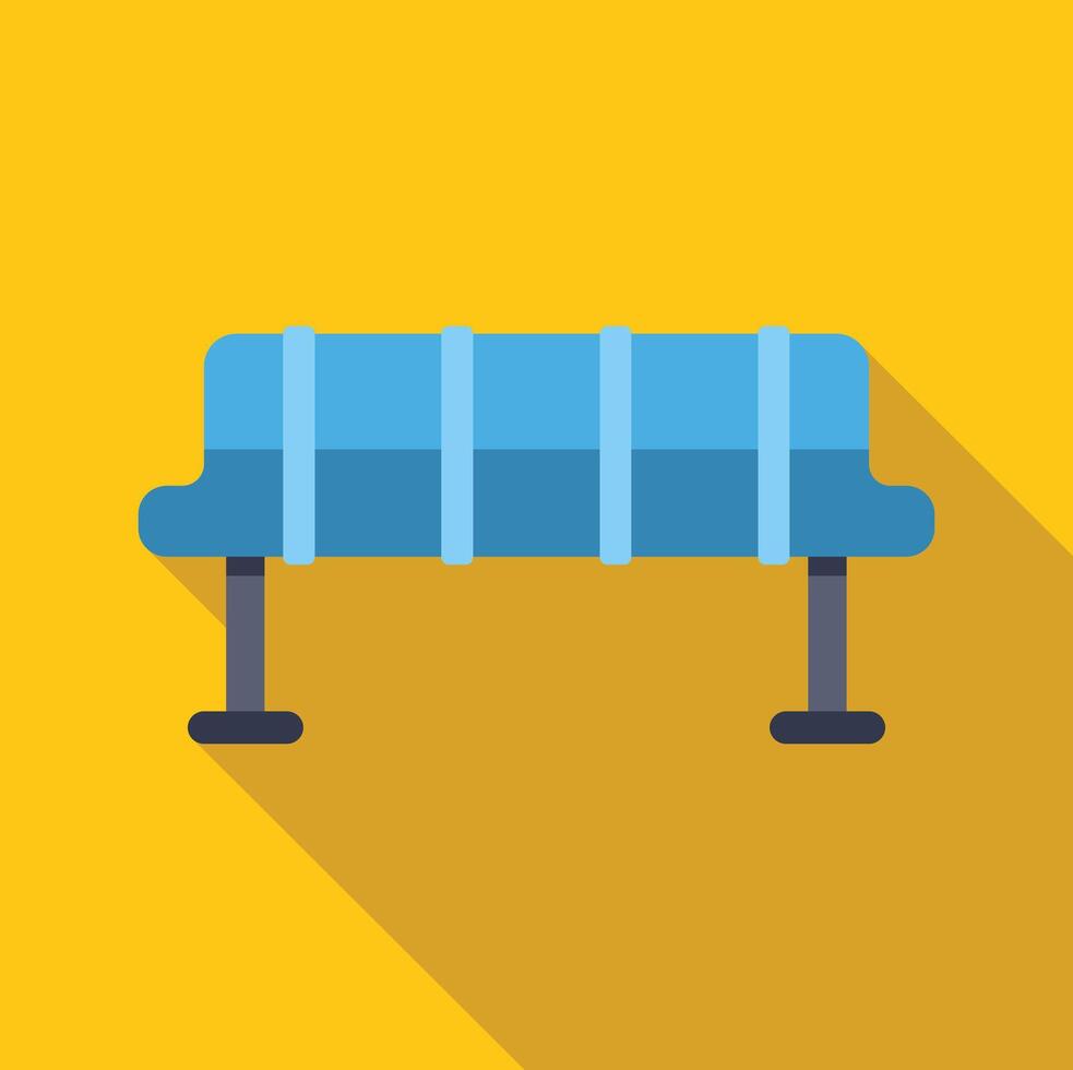 Empty blue plastic bench on yellow background with long shadow vector