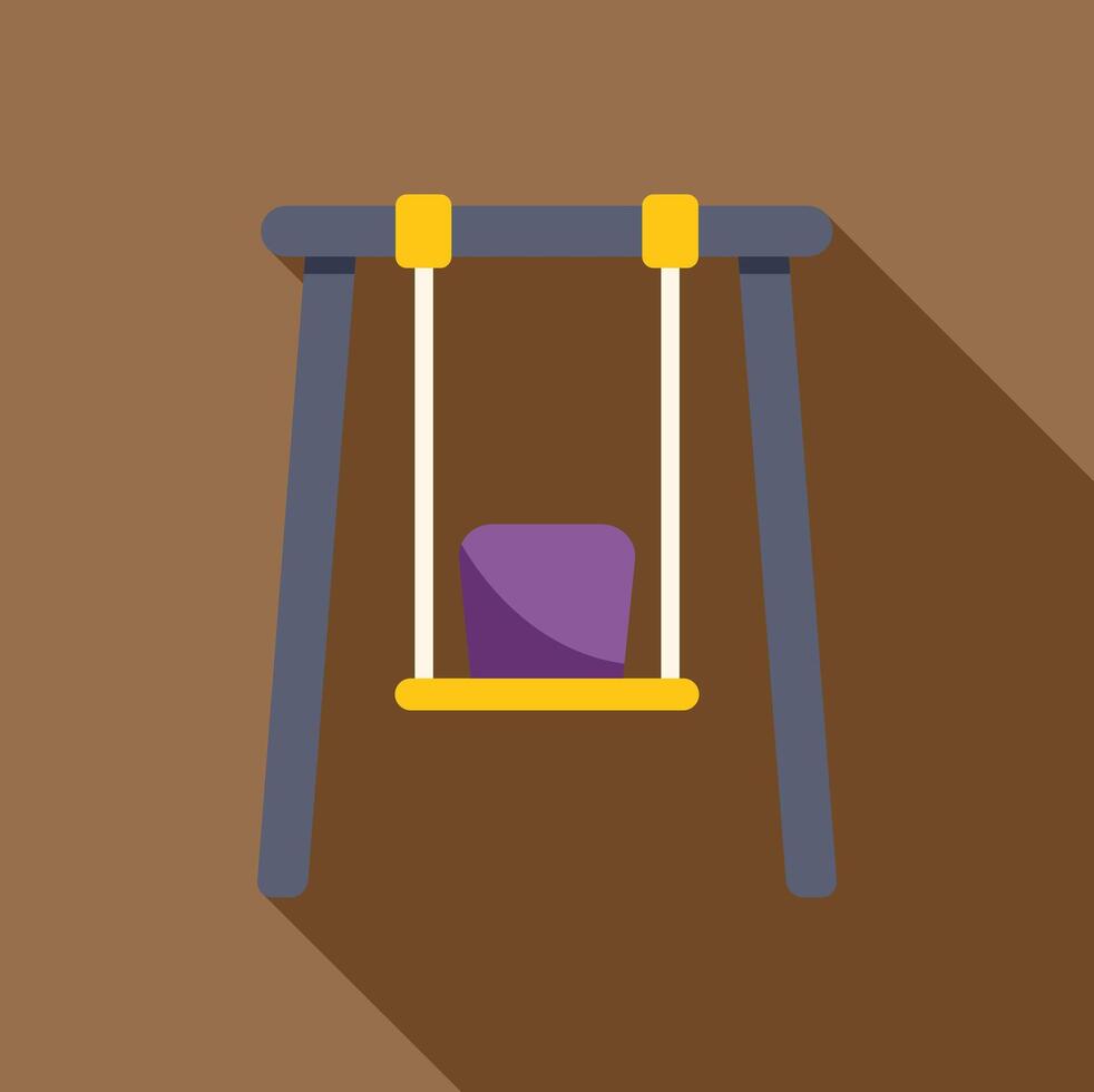 Empty swing hanging from metal frame in playground setting vector