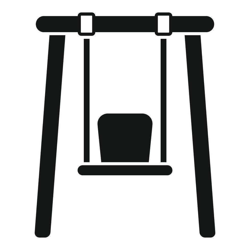 Empty swing hanging from wooden frame in playground setting vector