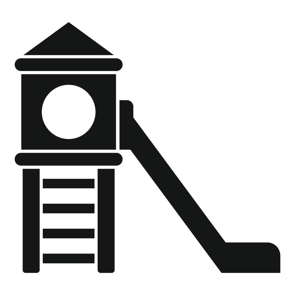 Kids playground slide with wooden ladder and small tower vector