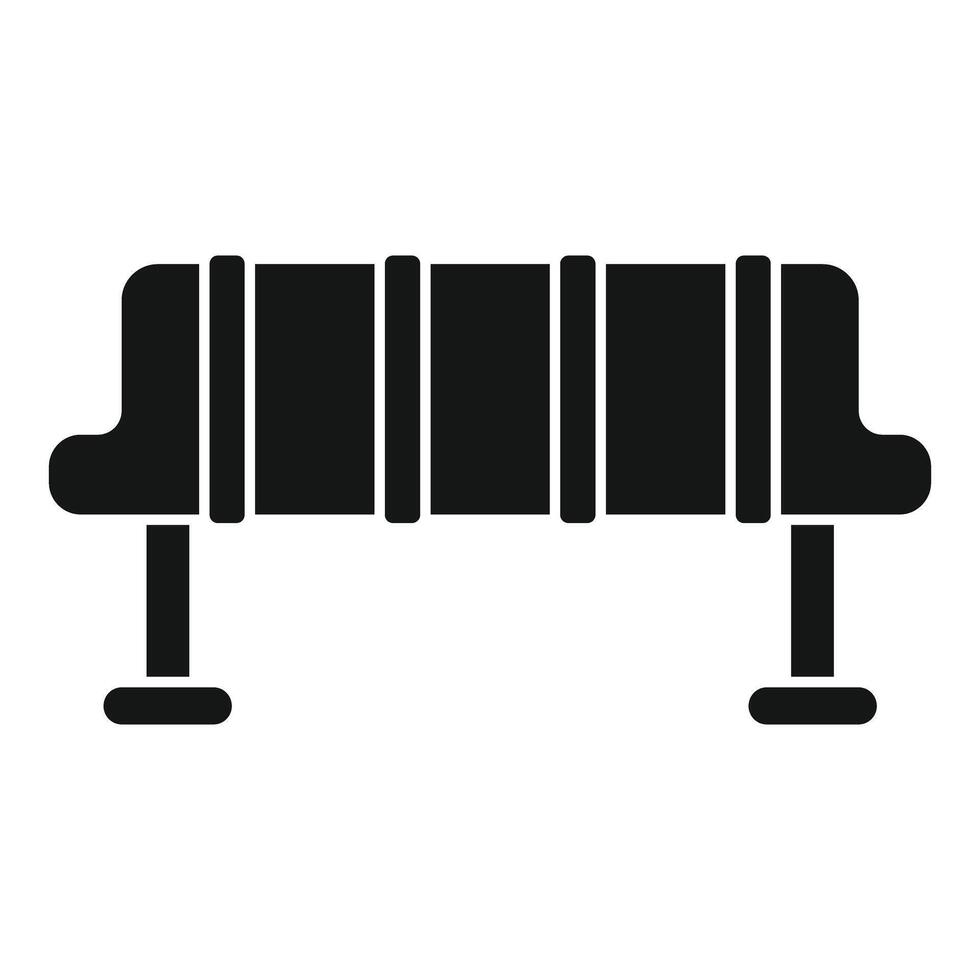 Waiting room bench with armrests and metal legs providing comfortable seating in public area vector