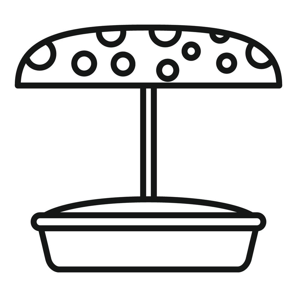 Sandbox with canopy protecting from sun, isolated outline icon representing summer games vector