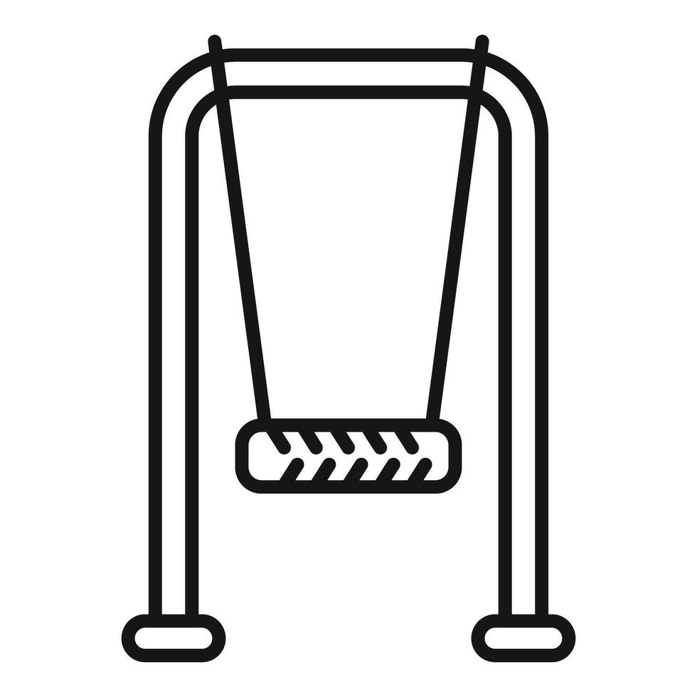 Kid swinging on empty swing set in playground vector
