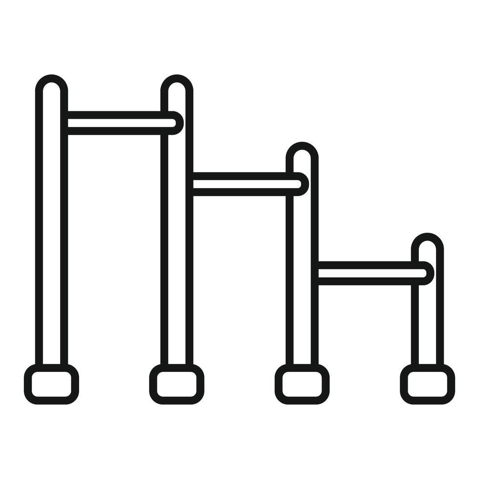 Outdoor training apparatus, three different heights for pull ups and fitness exercises vector
