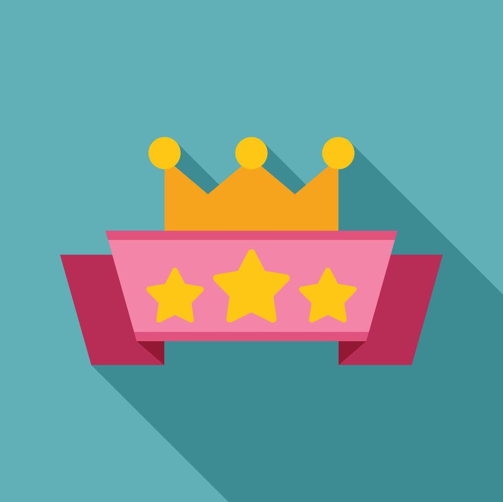 Crown with three stars on pink ribbon symbolizing top quality rating vector