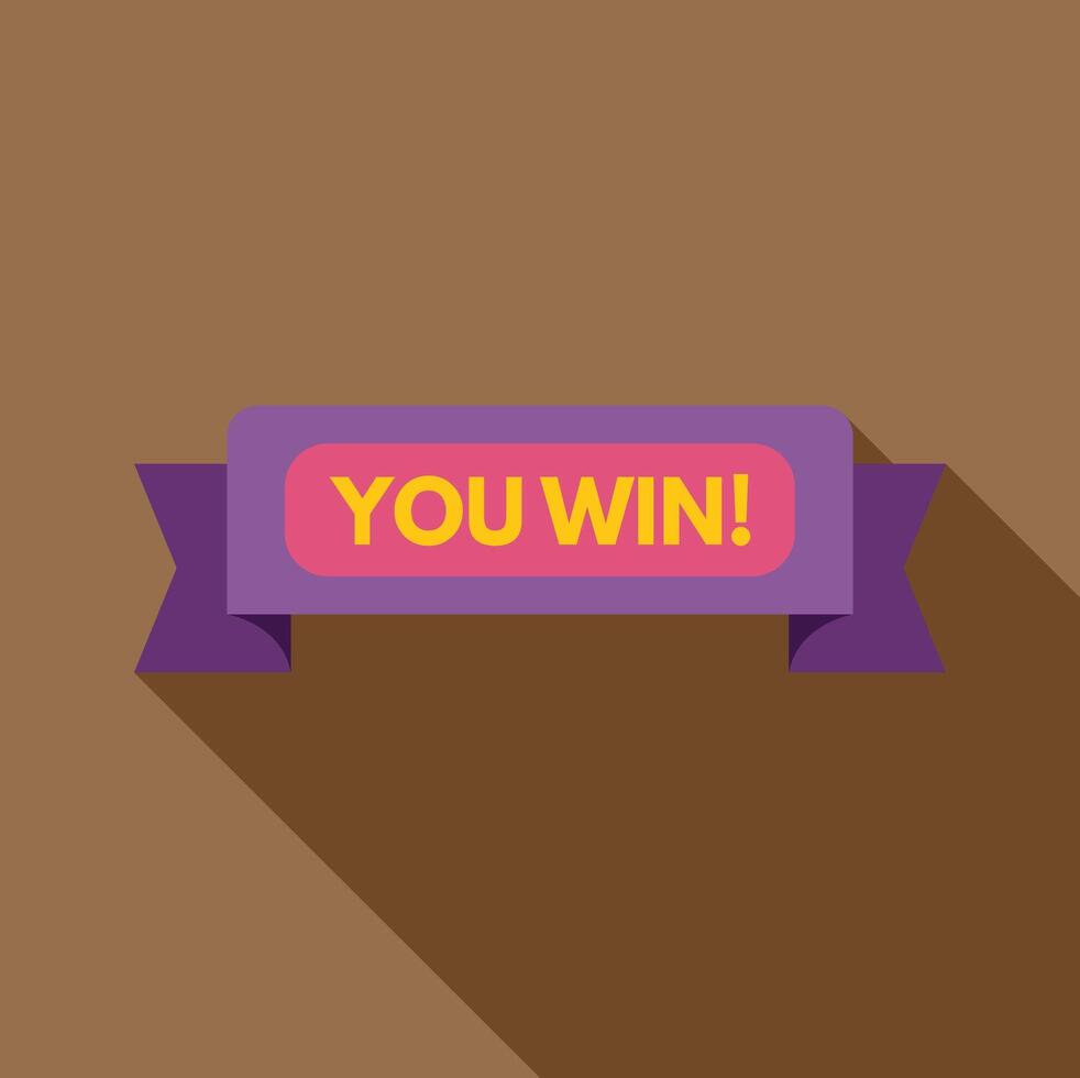 Purple ribbon showing you win sign celebrating victory vector