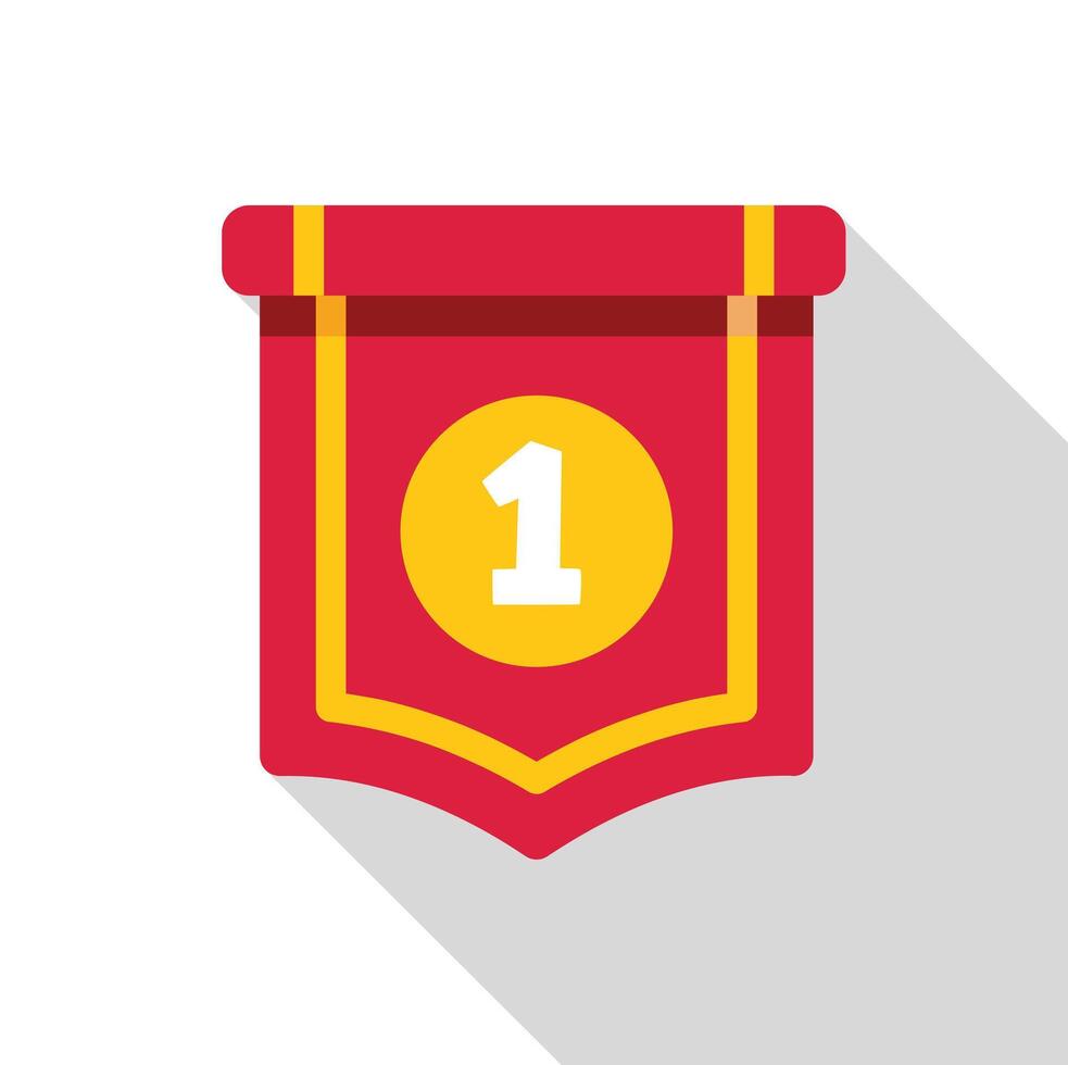 Red pennant showing number one hanging on white background vector