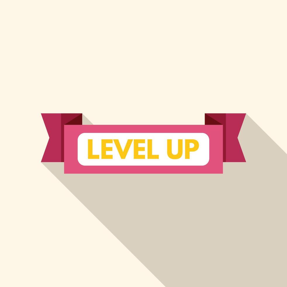 Pink ribbon showing level up message increasing progress vector