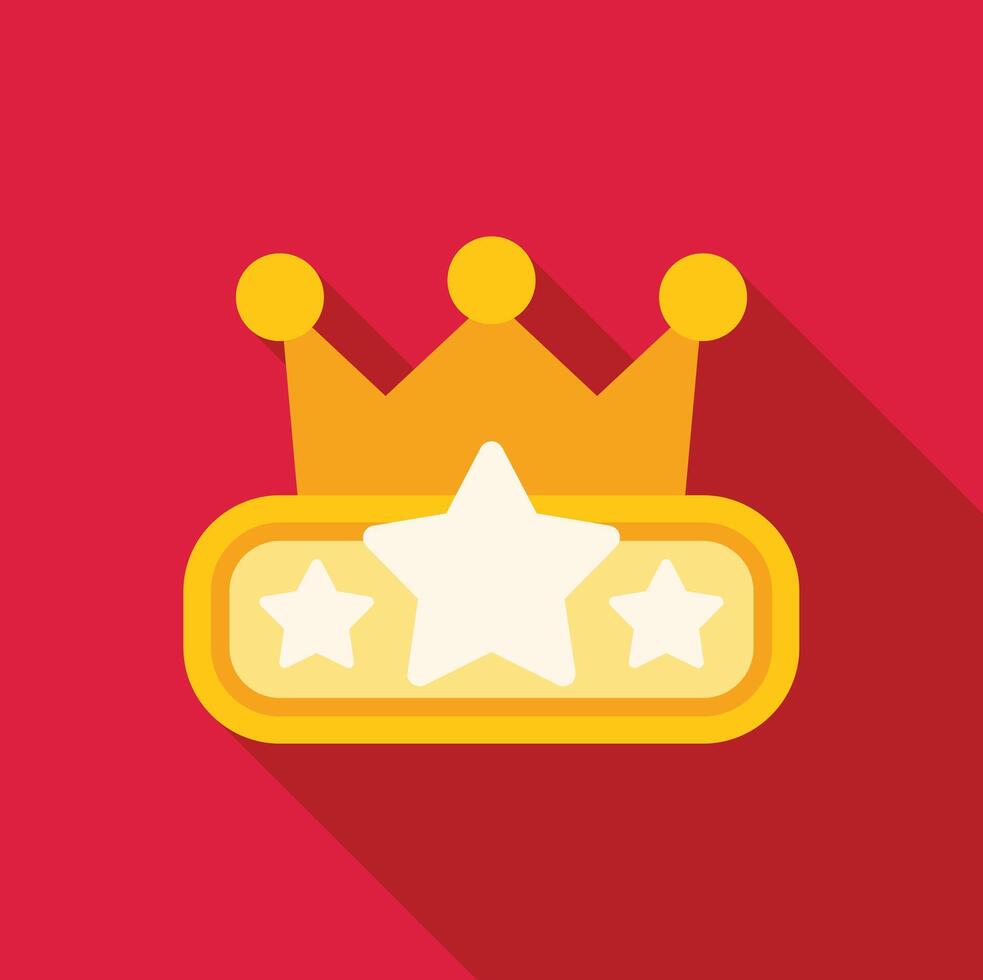 Golden crown with three stars representing premium quality and customer rating vector