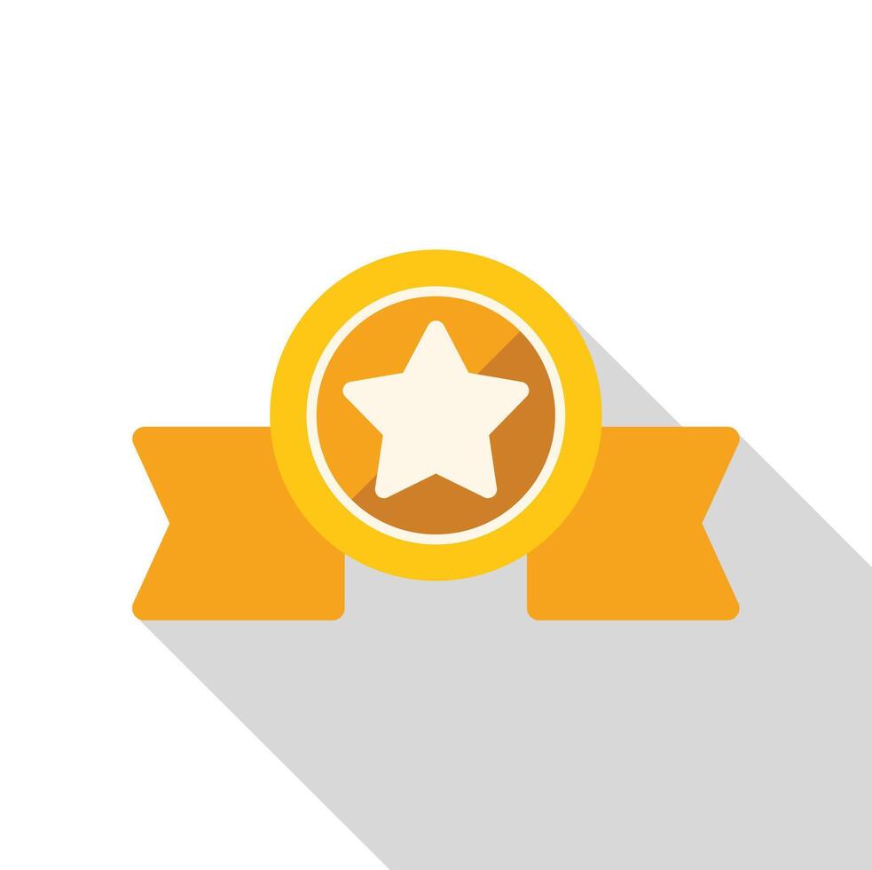 Golden medal with ribbon showing award and quality product vector