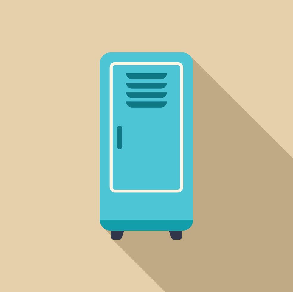 Closed light blue school locker with ventilation and long shadow vector