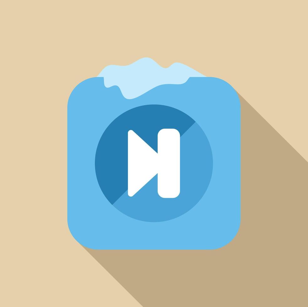 Next track button partially covered by snow, winter music concept vector