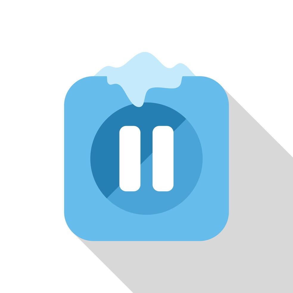 Pause button covered with snow, winter break concept vector