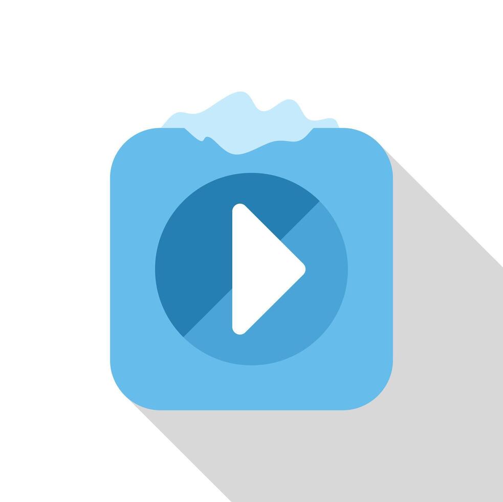 Play button emerging from ice representing frozen content vector