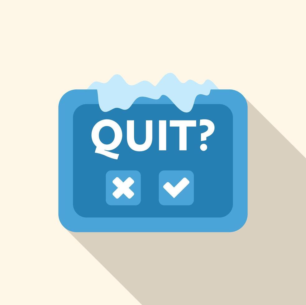 Frozen quit button with checkmark and cross sign vector