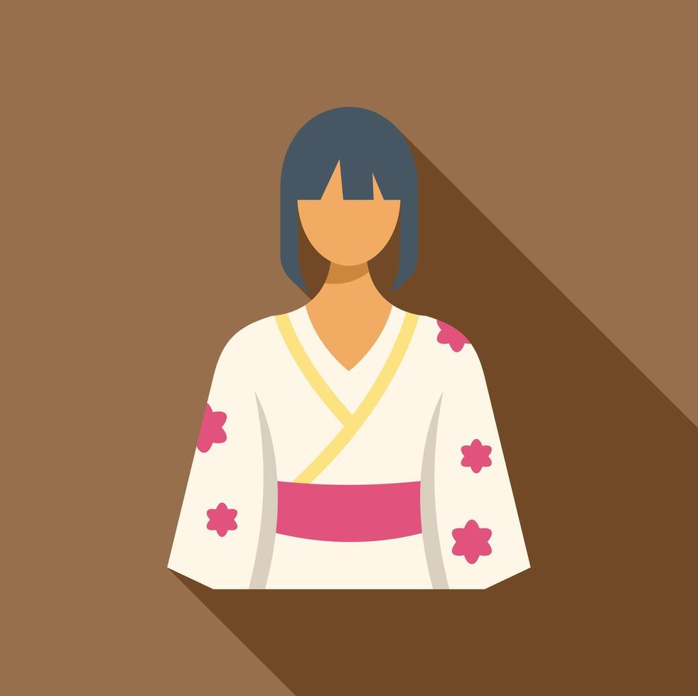 Young japanese woman wearing traditional kimono with floral pattern vector