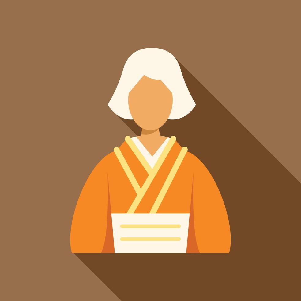 Woman wearing traditional japanese kimono with long shadow vector