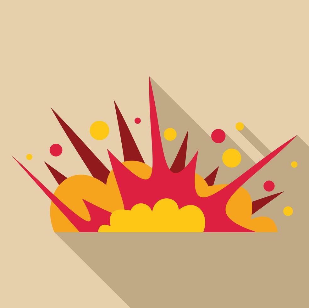 Powerful explosion creating shockwave and flames with long shadow vector