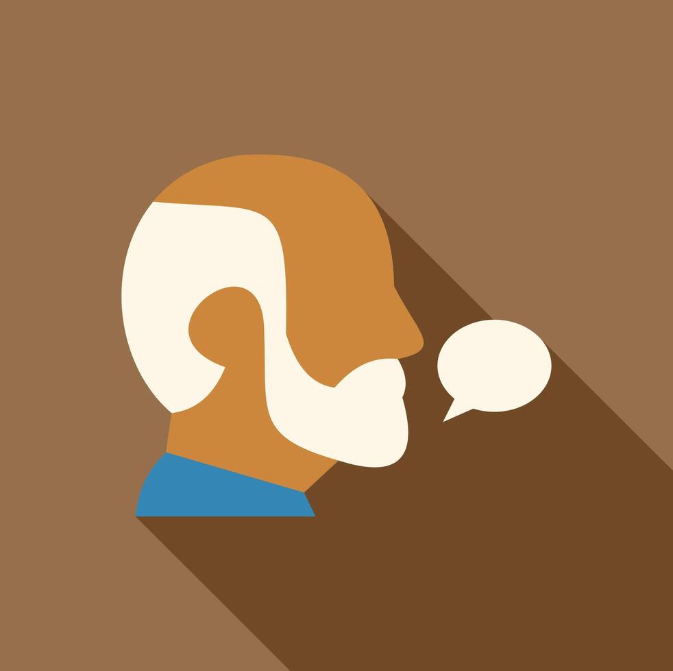 Senior professor talking with speech bubble, teaching and mentoring concept vector