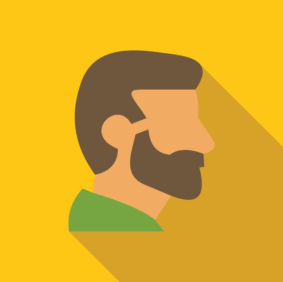 Man with beard showing profile view on yellow background vector