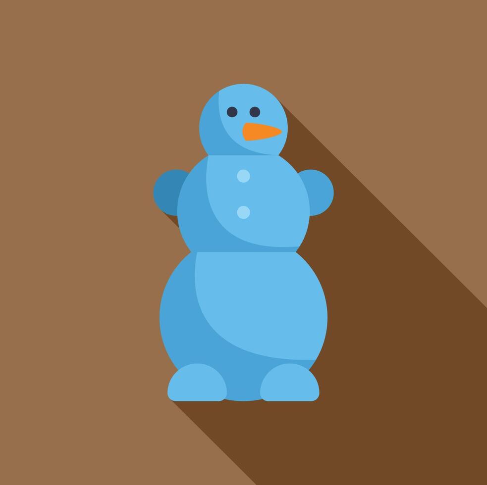Blue snowman standing with carrot nose and button eyes celebrating winter holidays vector