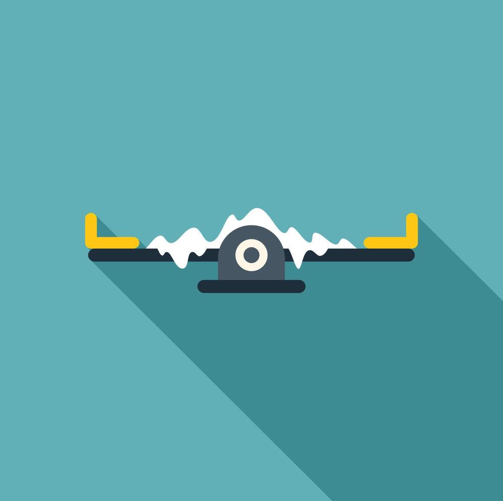 Seesaw covered by snow in winter, playground balancing toy for kids vector