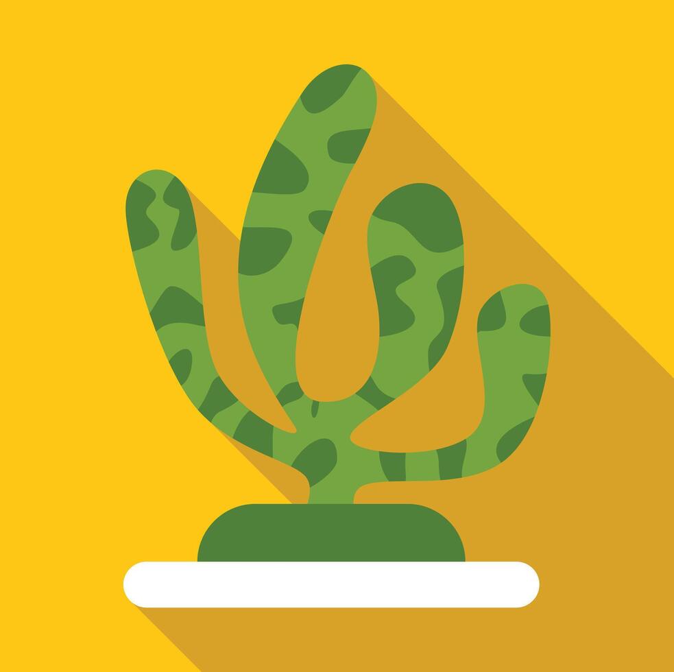Decorative cactus growing in pot on yellow background vector