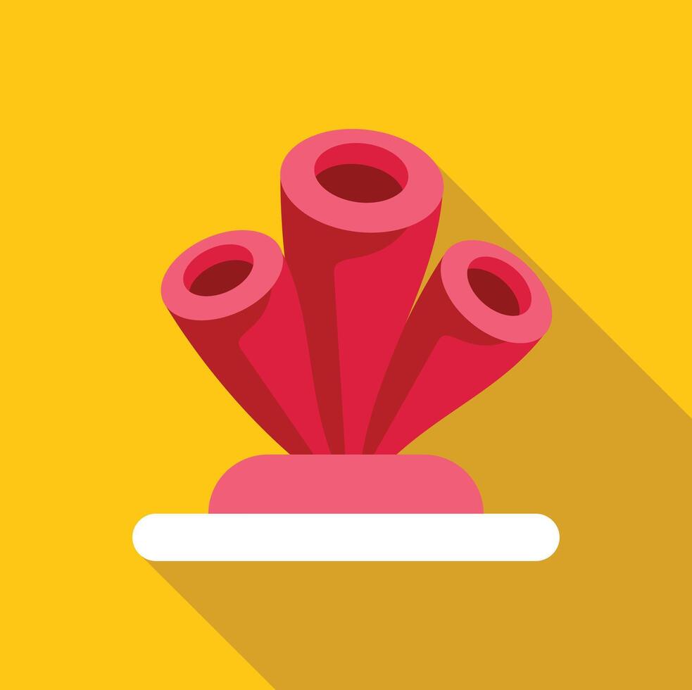 Red coral growing on seabed with yellow background vector