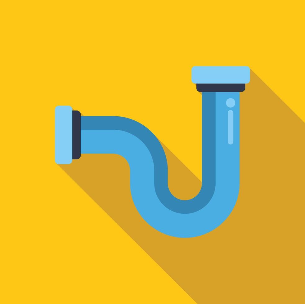 Blue plumbing pipe with u bend shape creating water trap on yellow background vector