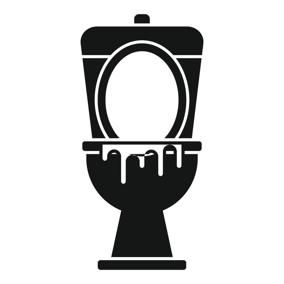 Overflowing toilet bowl with dripping water, plumbing issues and hygiene concerns vector