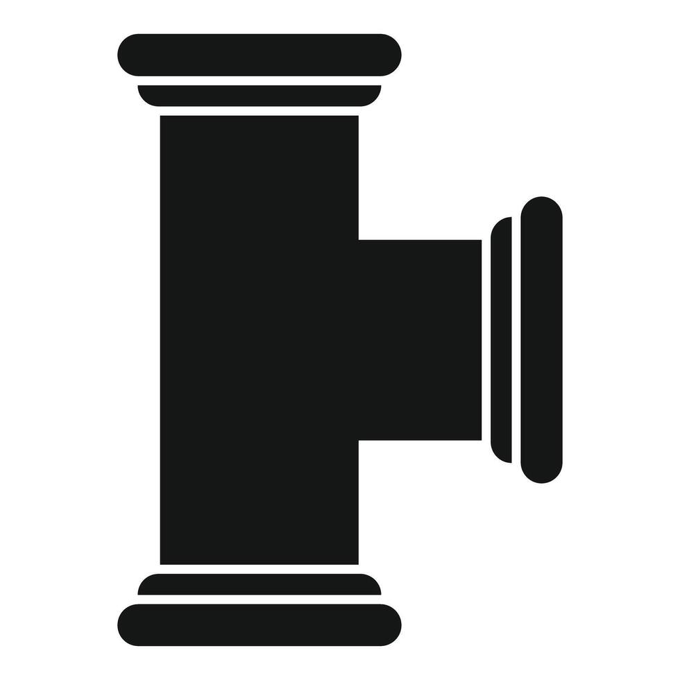 Black plastic pipe fitting connecting three pipes for plumbing system vector